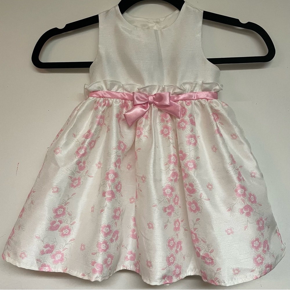 Toddler Formal White/Pink Floral Easter Princess Party Dress Size 18m